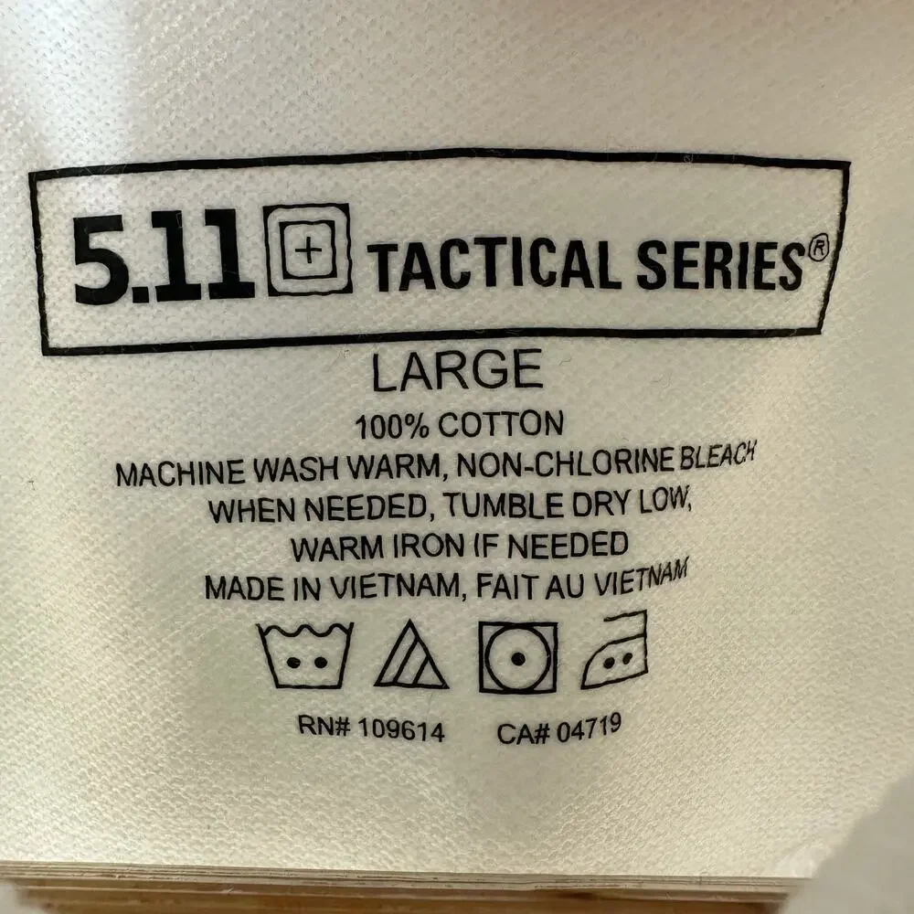5.11 Tactical Series Long Sleeve White T Shirt Pen Pocket Size Large